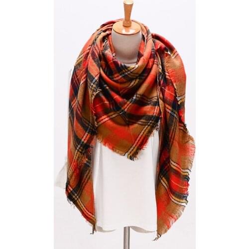 Winter summer hijab Triangle Scarf For Women female Brand Designer Shawl Cashmere Plaid Scarves Blanket Dropshipping XS027-17