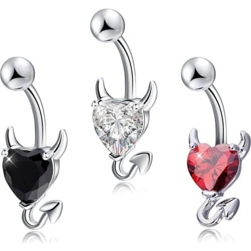 1 Pcs Navel Belly Button Ring Glitter Love Heart Decor Piercing Jewelry Navel Nail For Women Jewelry