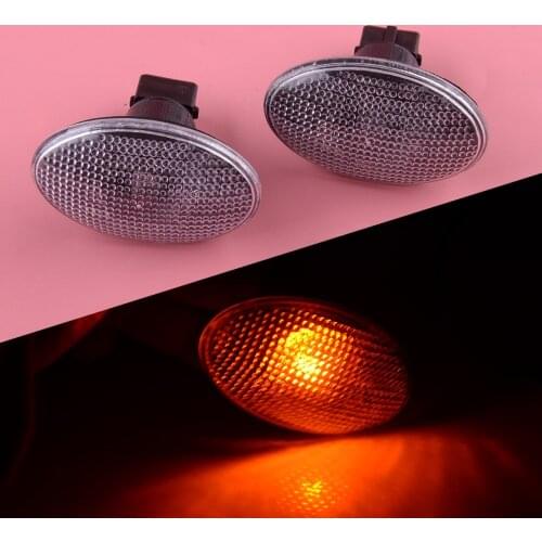2Pcs/Set 2 Pins PC Car Side Marker Indicator Light Clear Lens w/Bulbs Led Fit For Ford Transit Escort Fiesta Mondeo Street Mazda