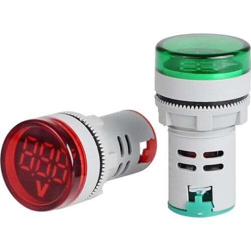 22mm LED Digital Display Gauge Volt Voltage Meter Indicator Signal Lamp Voltmeter Lights Tester Combo Measuring Range 60-500V AC