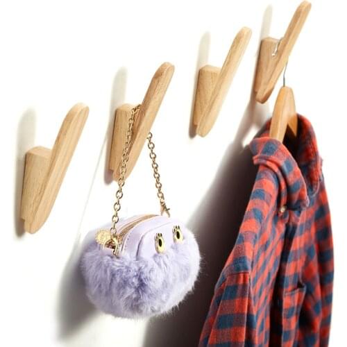4pcs Modern Simple Hook Wall Hanger Wall Hook Wood Hook Coat Hat Coat Earphone Hook Umbrella Hook for Hanging Decorative
