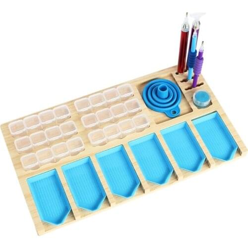 5D DIY Diamond Painting Tools Wooden Palette Organizer Tray for Art Accessories Multi-Boat Holder Bead Storage Containers