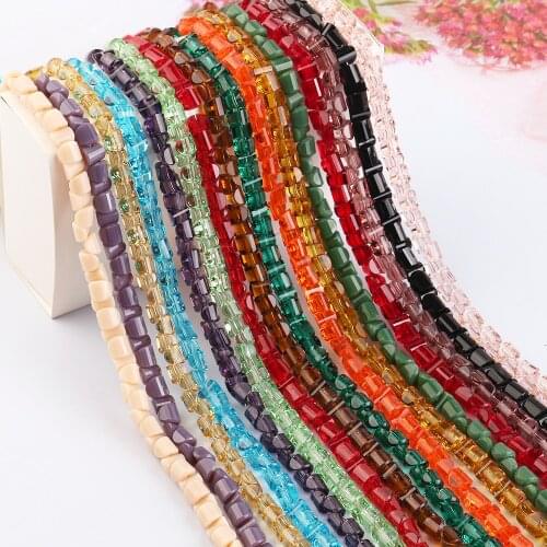 95PCS/LOT Czech Crystal Glossy Beads With Cross Hole 8mm Faceted Glass Beads Flat Bottom Needlework Accessories For Jewelry