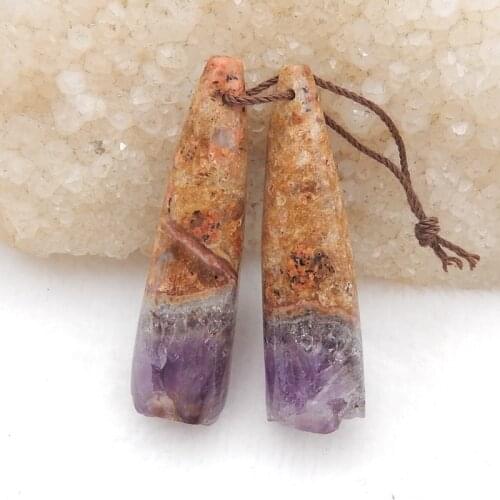 Semi-precious Stones Jewelry Accessories, Birthday Gift,Natural Amethyst Nugget Fashion Earring Beads 45x12mm,43x12mm,15.9g