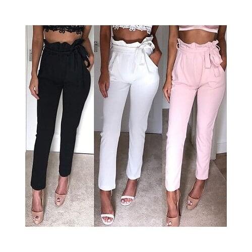 New Women Belt High Waist Slim Skinny Stretchy Pants Pencil Pants Sweet New Hot Fashion Casual Pants
