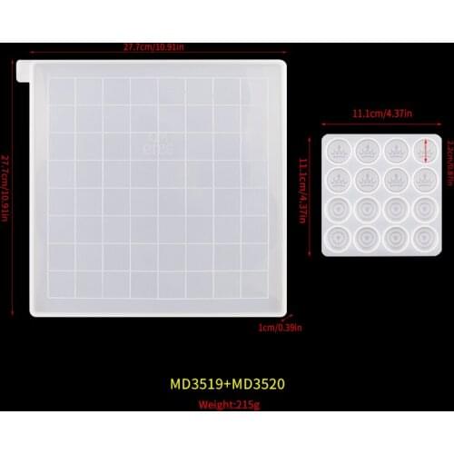 DM080 DIY Crystal Glue Drop Checkers International Chess Board Resin Mold Silicone Crown Chess Mirror Epoxy Mould
