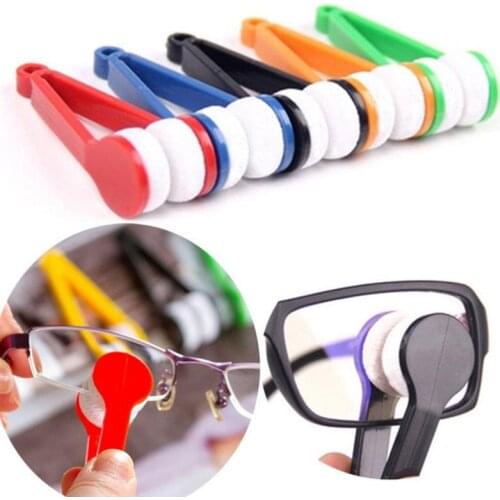 Two-side Glasses Brush Microfiber Sunglasses Brush Spectacles Eyeglass Cleaner Brush Glasses Cleaning Rub Cleaner Random Color