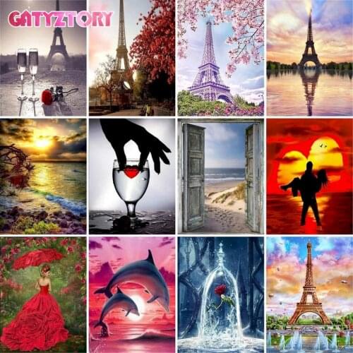 GATYZTORY 5D DIY Diamond Embroidery Full Square/Round Drill Diamond Painting Cross Stitch Tower Landscape Handicraft Home Decor