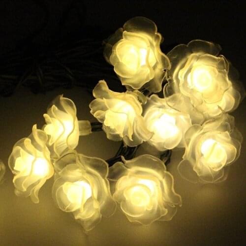 Solar Powered Rose Light String Wedding Decorative Garland 20-100 LED Lamps Garden Room Christmas Holiday Decor LED Rose Bouquet