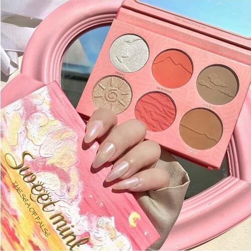 6 Colors Highlighter Face Brightening Illuminator Outline Shiny Makeup Blush Highlighter Powder Palette Bronzer