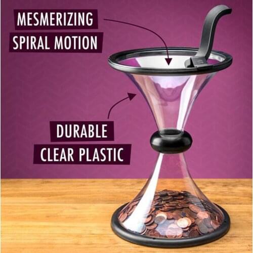 Pressure Rotating Piggy Bank Vortex Transparent Coin Bank Money Saving Box Spins Loose Change Best Gift Desk Home Decoration