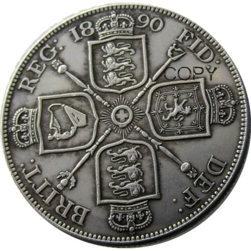UF(04)GREAT BRITAIN, Victoria Double Florin 1890 Silver Plated Copy Coin