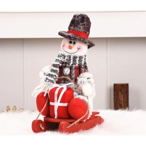 2021 New Year Old Man Sledding Cute and Charming and Vivid for Family Deer-shaped Dolls Gift Candy Tree Christmas Decorations