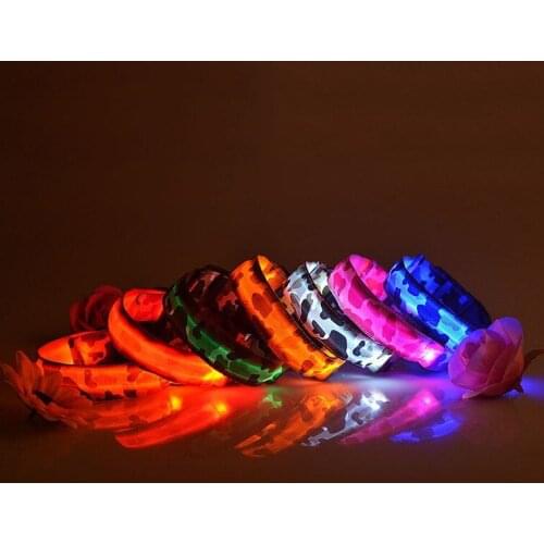 New Arrival Dog Collar Pet Nylon Camouflage LED Lamp Collar Perro 7 Colors Dog Leash Drop Shipping Hot Sale