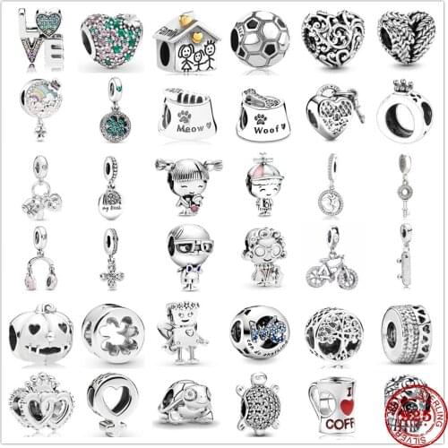 New original Charm sweet house coffee ponytail girl bead fit 3mm Pan Charms Silver 925 bracelet DIY women fashion jewelry gifts