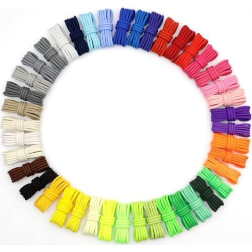 Solid 0.5cm Polyester Salmon Round Shoelaces Unisex Women Men Sneaker Shoestring Running Colors Cord Rope Laces