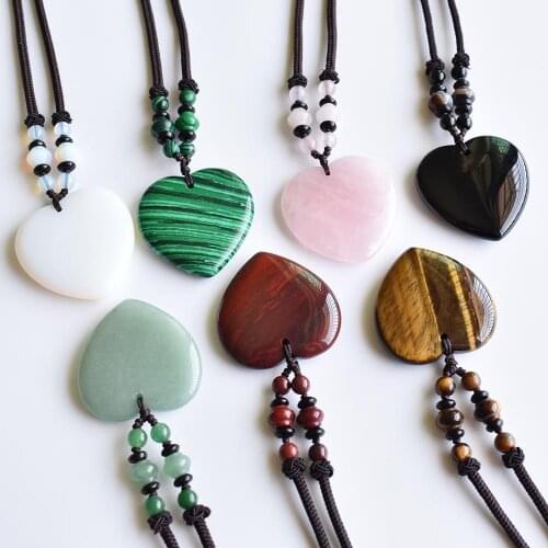 Wholesale 2pcs/lot 2020 new fashion good quality natural stone Heart shape charms pendants & necklace jewelry free shipping