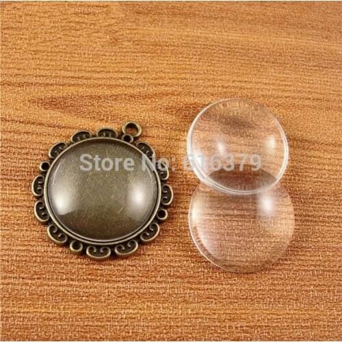 Wholesale DIY Diameter 25mm Round Flat Back Clear Glass Cabochon Fit Cameo Settings 50PCS