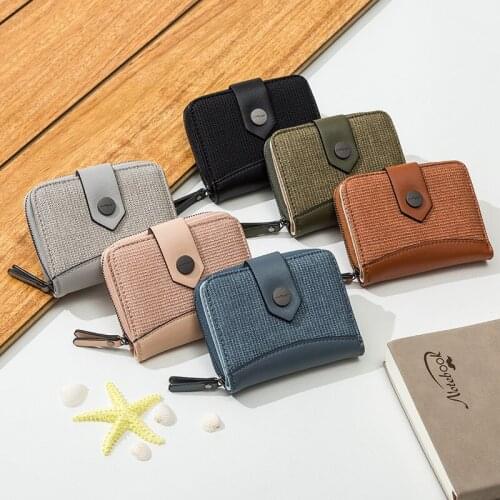 Stitching ladies small wallet female short folding Japanese Mori ins tide student multifunctional coin purse