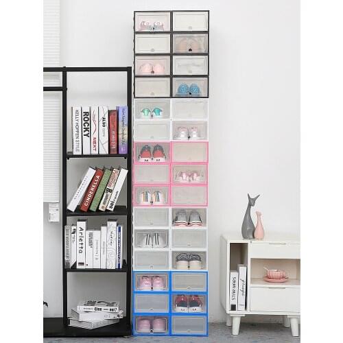 New 10Pc Transparent Shoe Box Thickened Transparent Dustproof Shoe Storage Box Canbe Stacked Combination Shoe Cabinet Shoemaker
