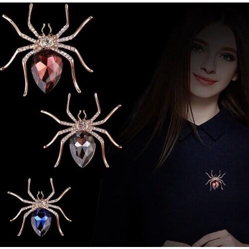 Spider Rhinestone Brooch Fashion Men Women Suit Brooches Pin Jewelry Best Gift Costume Clothes Pins Accessories