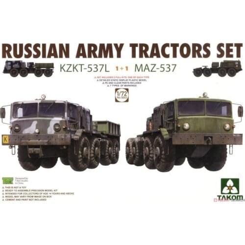 TAKOM 1/72 5003 Russian Tractors Set - KZKT-537L & MAZ-537 [1+1]Model Kit