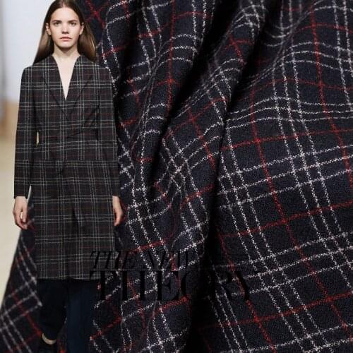 The cloth Plaid Yarn Dyed Wollen 100%Wool garment materials Autumn Jacket Dress DIY clothes fabrics Freeshipping