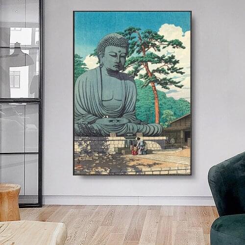 Japanese Retro Art Print Kamakura Daibutsu Canvas Poster The Great Buddha Cultural Art Painting Livingroom Wall Decor Pictures