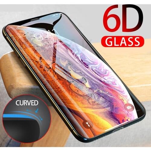IPhone XS Max XR X Tempered Glass On The For iPhone 8 7 6S 6 PLUS Glass Screen Protector Film 6D Curved Edge Full Cover