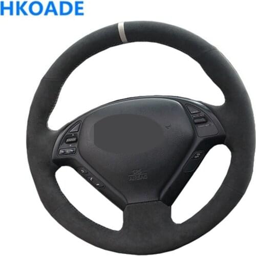 DIY Hand-stitched Black Comfortable Suede Car Steering Wheel Cover For Infiniti G G25 G35 G37 EX EX35 EX37 Q Q40 Q60 QX50 (US)