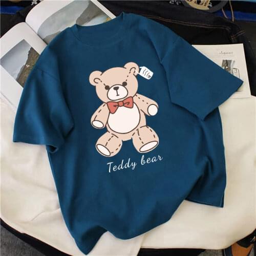 Cotton Spring and Summer Womens Loose Large Size Short-sleeved Shirt T-shirt 2021 New Cartoon Print Graphic Tee