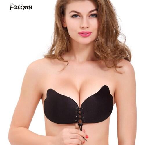 Fatimu Woman Bras Underwear Sexy Push Up Bra Front Closure Seamless Strapless Bra Push Up Black Wire Free Bra Plus Size Gather