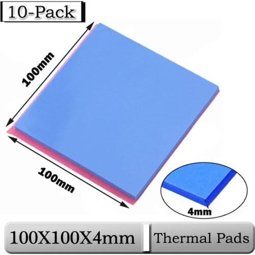 10Pcs/Lot Gdstime 100x100x4mm 4mm Thickness Heatsink Conductive Thermal 100x4mm 0.4cm Blue Thermal Pad Silicone CPU Cooling Pads