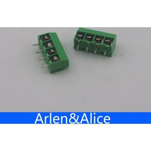 100 pcs 4 Pin Screw Green PCB Terminal Block Connector 5mm Pitch