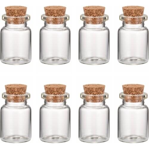 20pcs 13x23mm Glass Bottle Bead Containers with Tampions, Inner Diameter: 13mm Tampion: 12~14x11~12mm