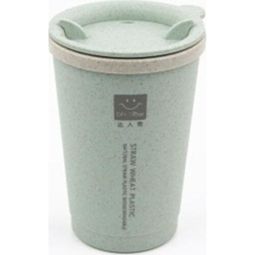 280ML Double-wall Insulation Wheat Fiber Straw Coffee Cup Travel Mug Leakproof