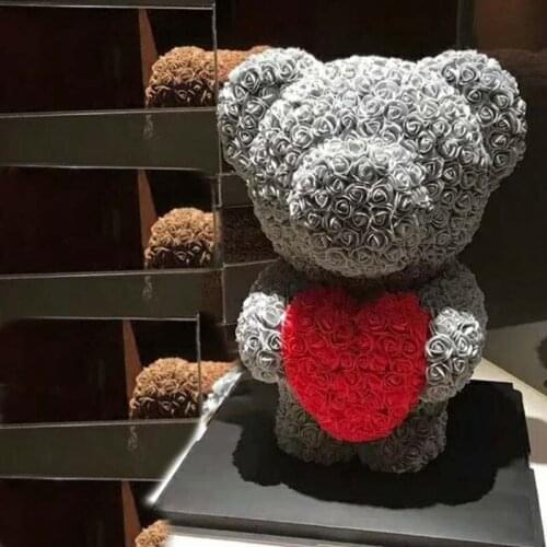 40CM/2020 new Valentines Day Gift Red Rose Teddy Bear Rose Flower Artificial Decoration Christmas Gifts Women Valentines Gift