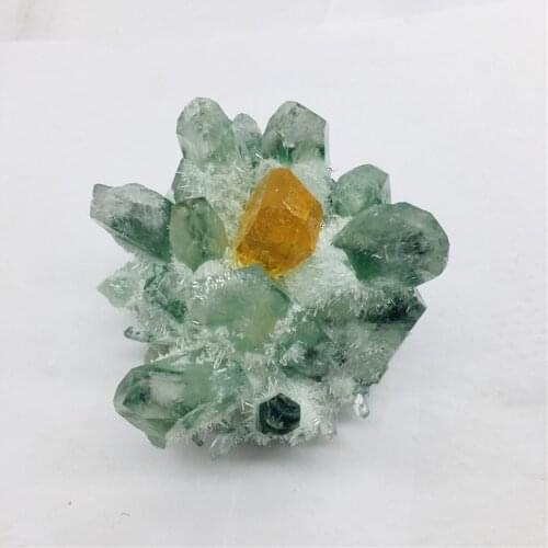 500-1.2kg Crystal cluster Natural green ghost quartz Mineral Ore vug raw gemStone specimen Healing home decor