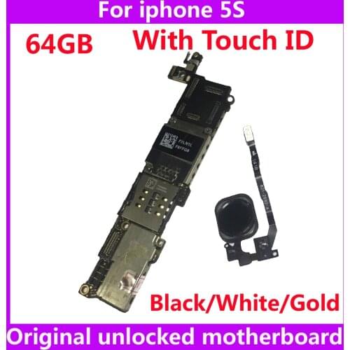 64gb good working Phone Circuits IOS System for iphone 5S unlocked mainboard with / NO Touch ID 100% original motherboard tested
