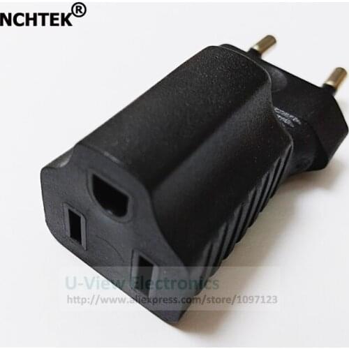 NCHTEK EU Europe 2Pin Male Plug to USA AC Nema 5-15R 3Pin Female Power Adapter Connector Rated 10A 220V/Free Shipping/2PCS