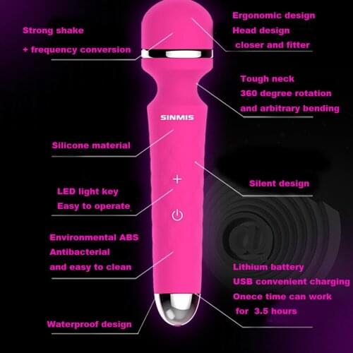Wireless Rechargeable AV Vibrator Dildos Magic Wand Clitoris Stimulator Masturbation Massage Sex Stick For Women Adult Products