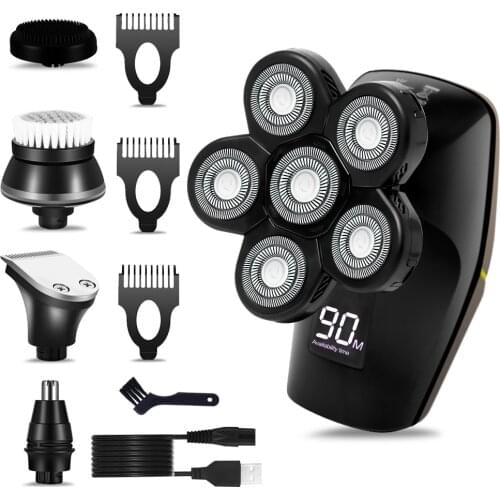 Surker Head Shavers for Bald Men 5 in 1 Electric Razor for Men Multifunctional Bald Head Shaver Cordless Grooming Kit
