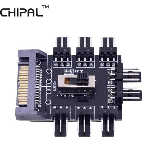 CHIPAL 100PCS SATA Power 1 to 8 Multi Way Splitter 3Pin 12V Cooling Fan Hub High Low Speed Controller for PC Computer Cooler