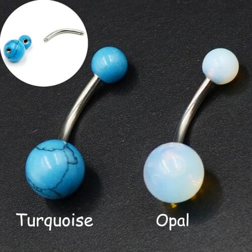 CHUANCI 1 PC Opal Stone Belly Button Ring Navel Piercing New Body Piercing Jewelry