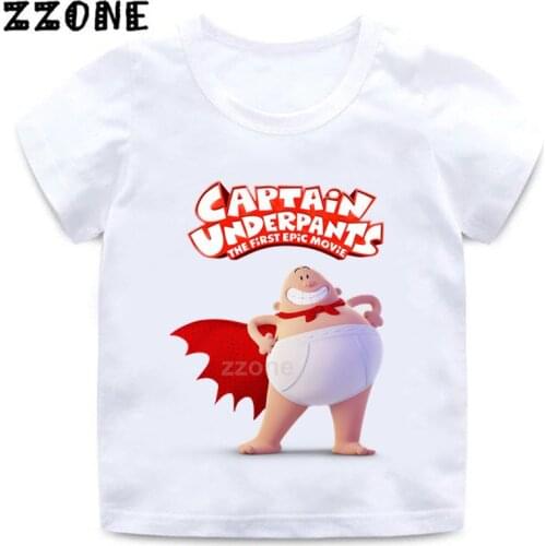 Kids Captain Underpants Cartoon T shirt Boys Girls Funny Casual Clothes Children Tops Baby Summer Short Sleeve T-shirt,HKP5252