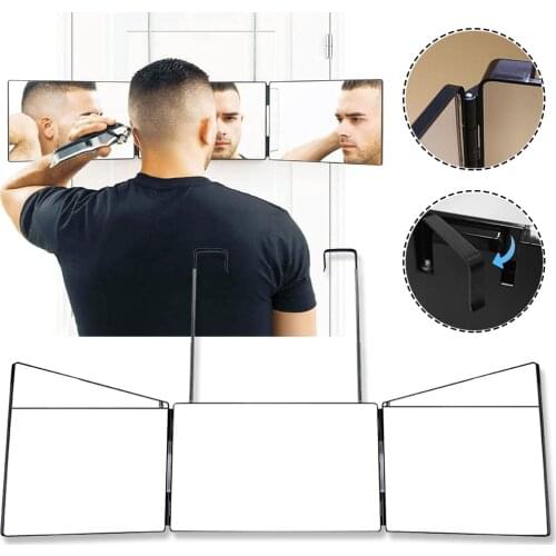 Home 3 Way Mirror Self Haircutting Styling Trifold Mirror with Over The Door Hook ABS Hard Shell Adjustable Mirror for Bathroom
