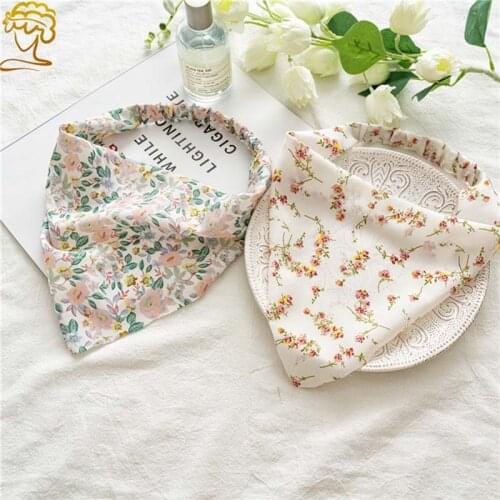 Printting Hair Scarf Scrunchies Vintage Triangle Bandanas Hairband Headband Without Clips Elastic Hair Bands Headwrap Accesories