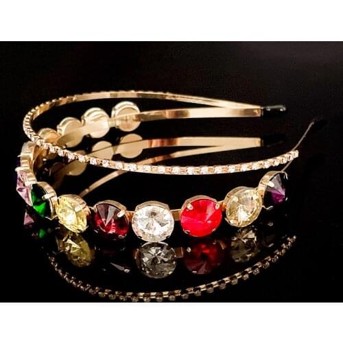 Exquisite Colorful Double-Layer Rhinestone HeadbandBaroque Fashion Flash Double Rhinestone Geometric Prom Hair Accessories