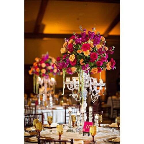 China wholesale wedding decorative bead gold acrylic crystal sliver stand table centerpiece senyu0988