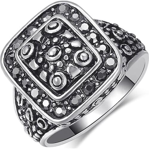 2019 New Vintage Black Crystal Wedding Rings For Women Punk Little Eyes Ring Fashion Bulgaria Jewelry Drop Shipping